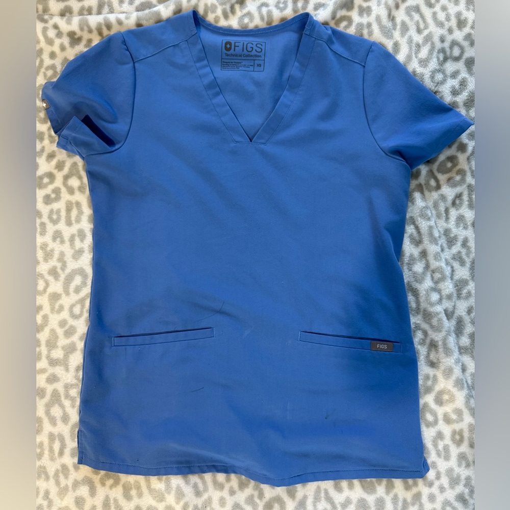 Figs Royal Blue V-Neck Scrub Top